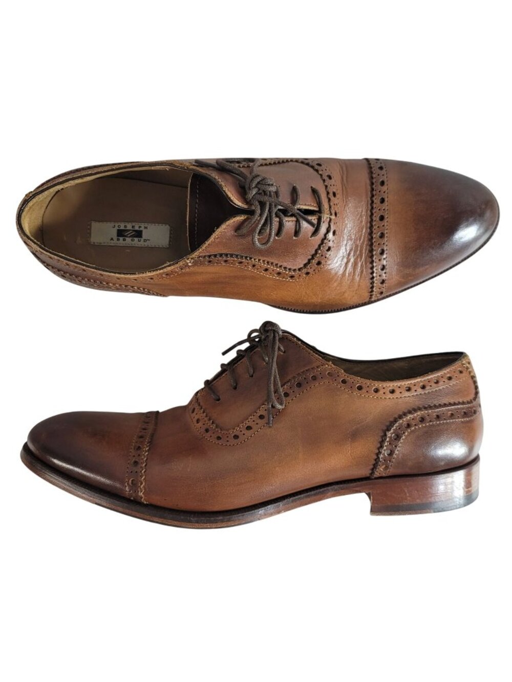 Joseph Abboud Mens Oxford Dress Shoes Brown SZ 10 Lace Up Cap Toe #00592 Owings